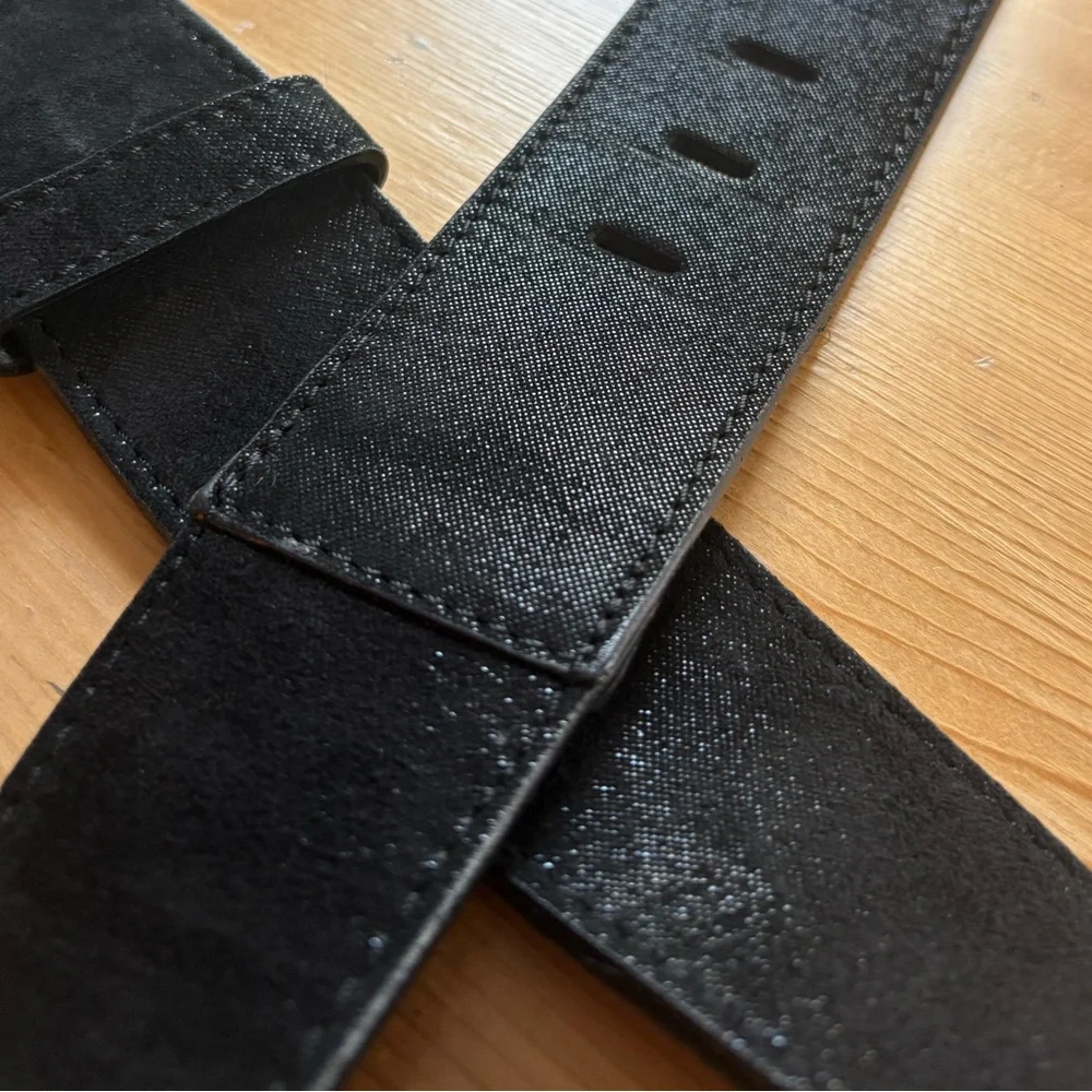 Chico’s Statement Belt Black Suede Size Medium EUC